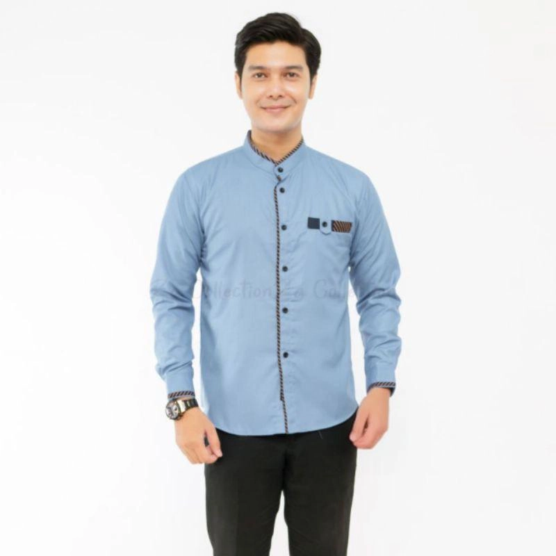 Product image Khisna collection - Baju koko pria muslim simpel modern motif aryana M Blue ice