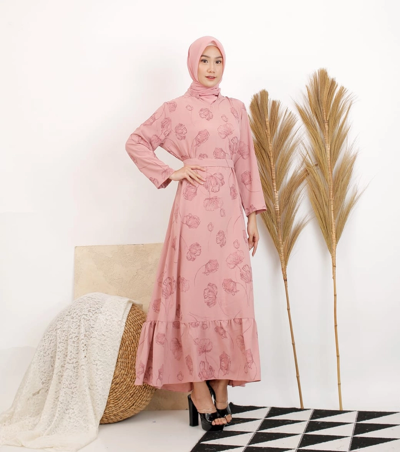 Product image Syahrinda [TA] - Gamis Panjang Wanita Premium Allsize fit to 2L Zarameca Dress Muslim Allsize Salmon Sorbet