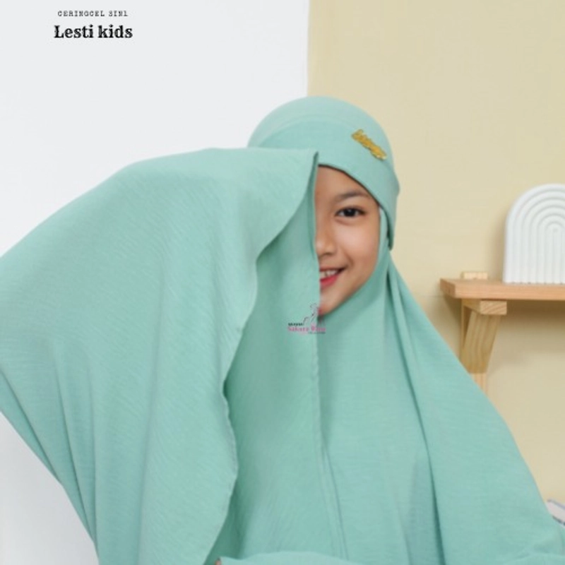 Product image Sakura Baru - Mukena Crinkle Anak Lesti 3in1 All Size Greentea
