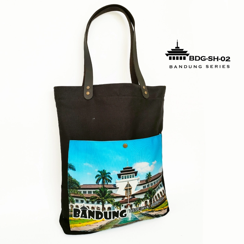 Product image Dewani - Dewani Totebag Canvas Hitam BDG H02 Tas Kanvas Seri Bandung 40x36x5 hitam