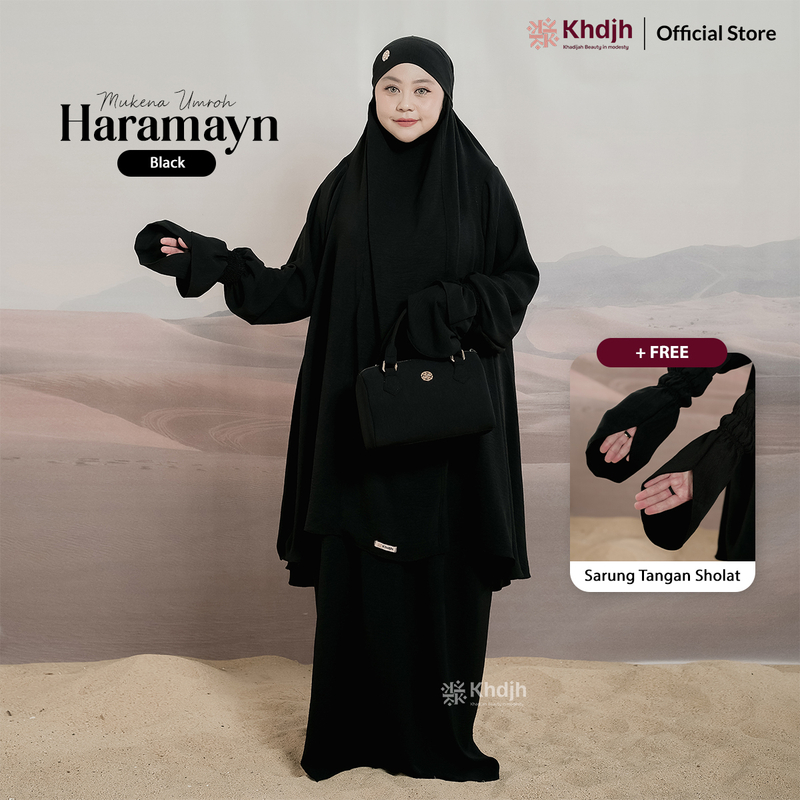 Product image KhadijahLabel - Mukena Dewasa Jumbo Mukena Haji dan Umroh Mukena Terbaru Haramayn Jumbo Black
