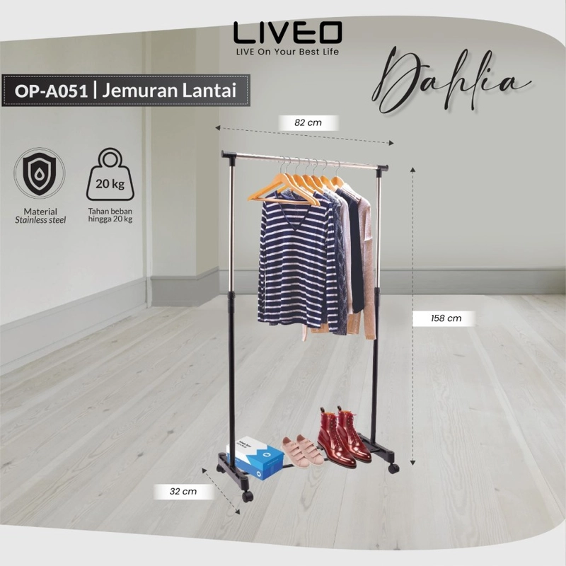 Product image One Pro - Rak Gantungan Baju Dahlia Onepro OP-A051 / Standing Hanger Serba Guna 2000 SILVER