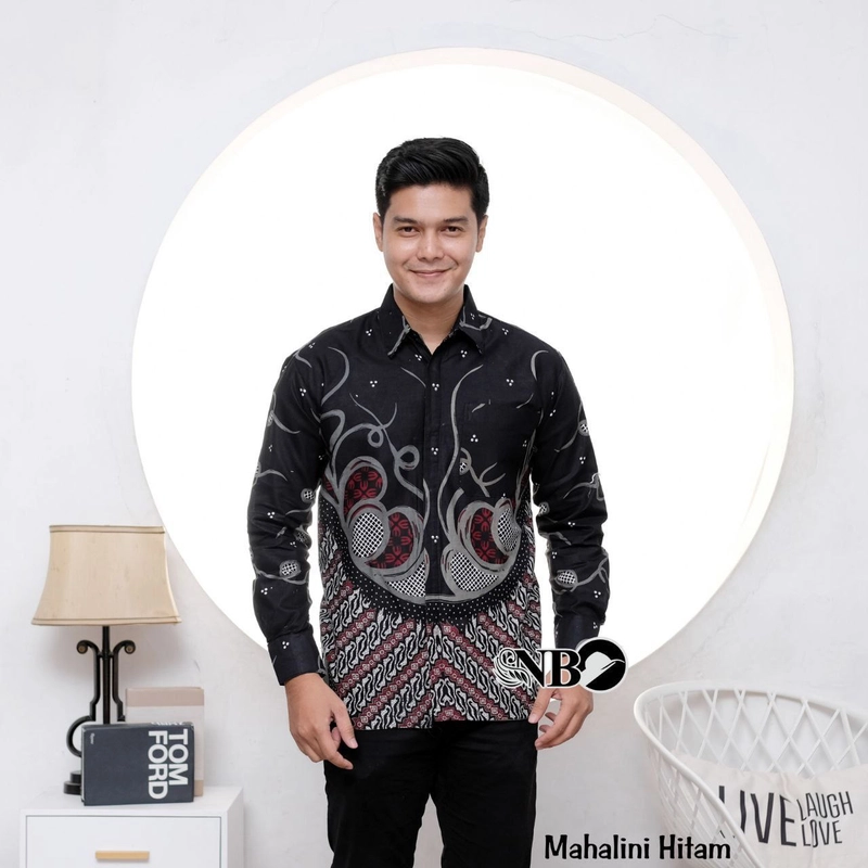 Product image Batik Alfin - Baju batik atasan couple kemejan dan tunik model terbaru keren banget M Kemejan-hitam