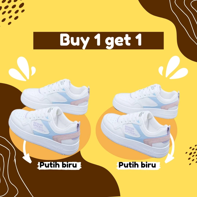 Product image Koekita - Buy 1 Get 1 Sepatu Kets Sneakers Wanita Beyond Space Casual Daily Bs-001-Putih Biru 36 Putih Biru