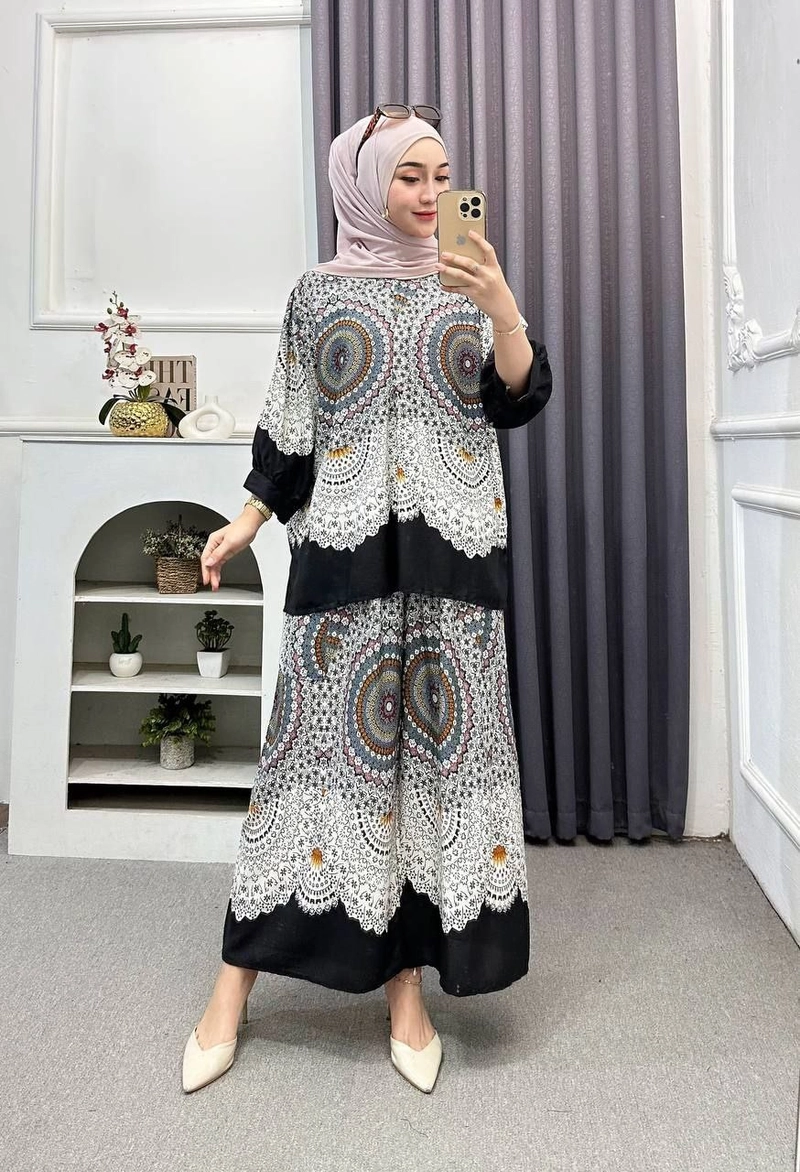 Product image Batik Alfin - New setelan wanita Azzura model kekinian terbaru nyaman Di pakai Allsize Azzura Hitam