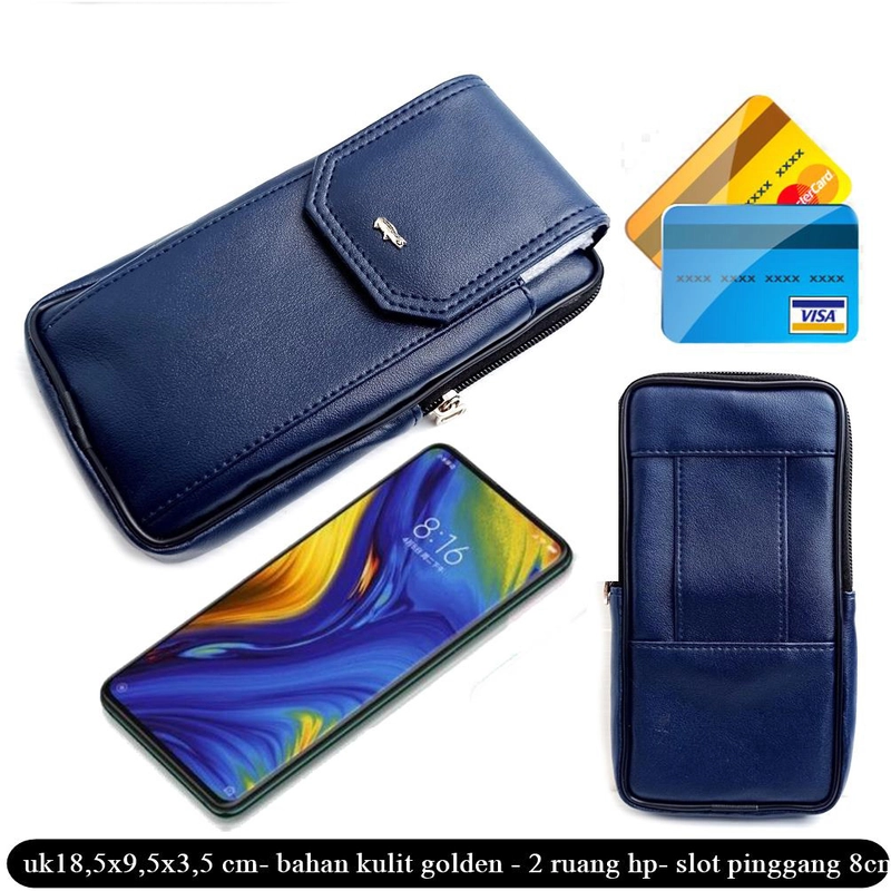 Product image Lanc Fashion - Dompet Kulit Emperor HP Kombinasi Pinggang 2 Ruang WARNA BIRU