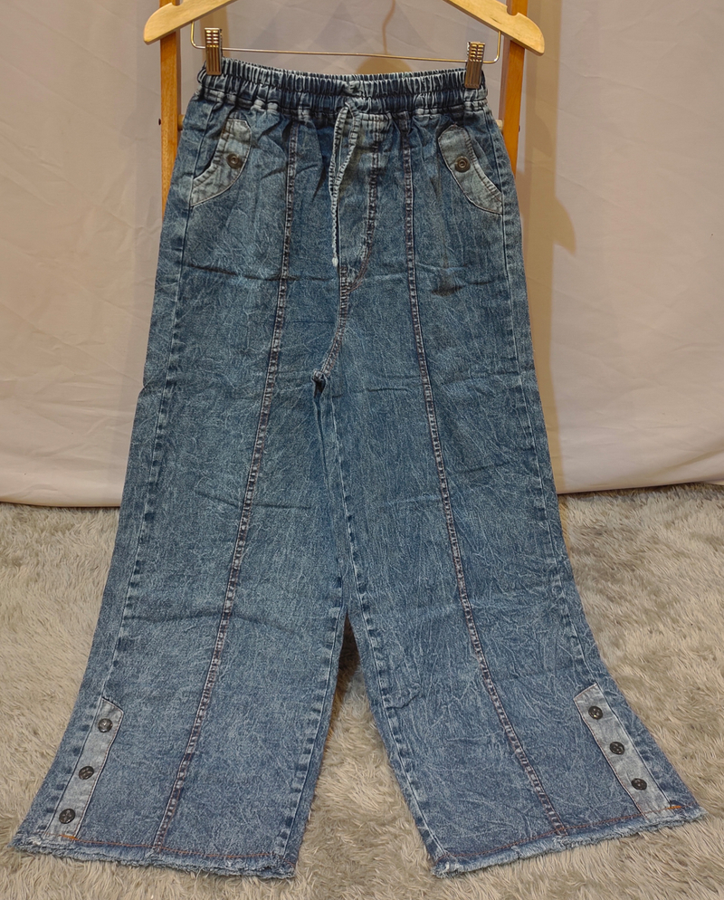 Product image Amha Collection - KULOT JEANS WANITA RAWIS KANCING BLUE SNOW ALL SIZE JAHIT TGH KCG BAWAH