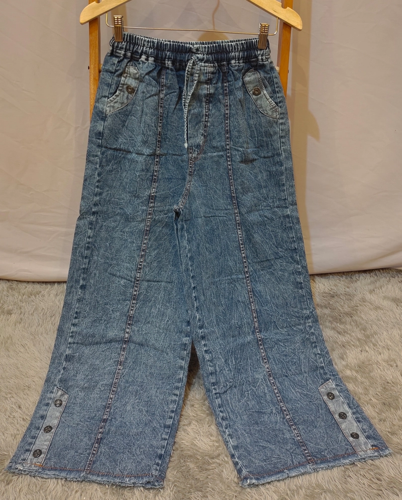 Product image Amha Collection - KULOT JEANS WANITA RAWIS KANCING BLUE SNOW ALL SIZE JAHIT TGH KCG BAWAH