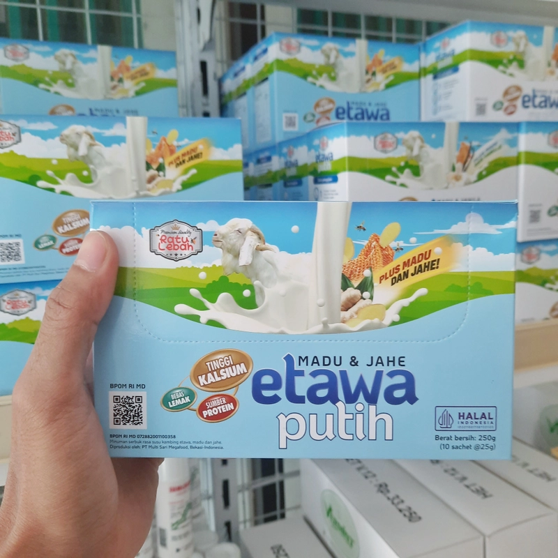 Product image Susu Kambing Etawa Putih Madu & Jahe - Minuman Susu Kambing Bubuk Madu Dan Jahe 1 box 10 sachet