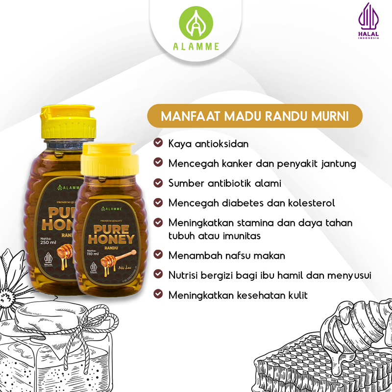 Product image Alamme - Pure Honey Madu Randu Murni Premium 110ml Manis