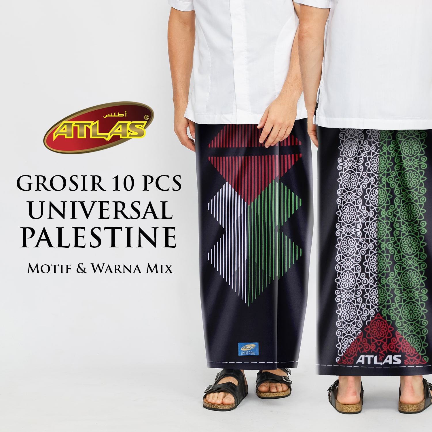 product image Grosir 10 Pcs Sarung ATLAS Universal 635 Kembang Motif Palestina