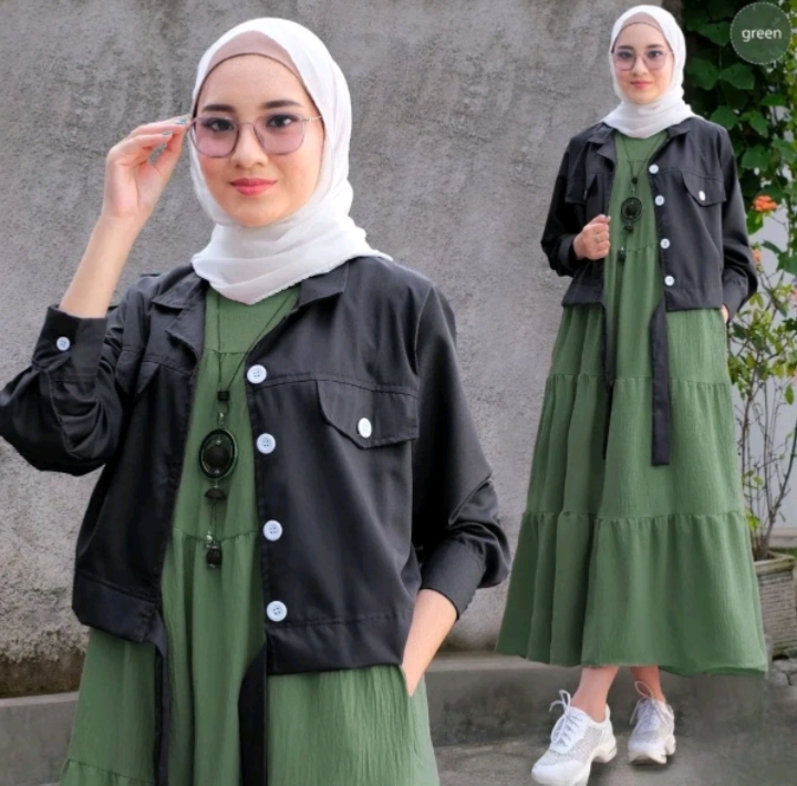 product image Bursanekashop - Keysa Set Baju Setelan Gamis + Rompi Premium Shakila