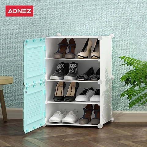 Aonez One Row Four Layers Shoe Cabinet - Green