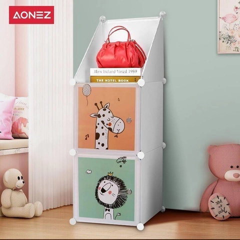 [Free Lap Pel Biru] AONEZ 1 column 2 door wardrobe with triangle - white 3,2 kg putih