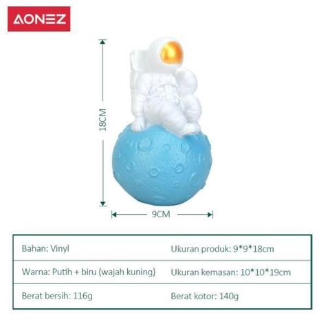 [Free Lampu Hias Matahari] AONEZ Moon Thinker Night Light 19*10*10 cm White Blue