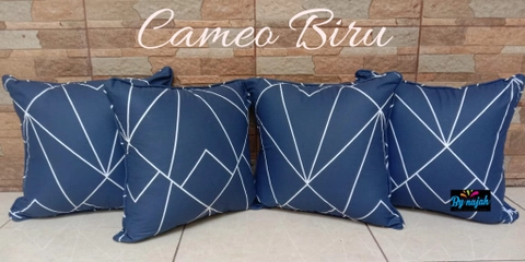 By.Najah.Aef - Sarung Bantal Sofa(Sarung saja) Paket N: 4 sarung bantal Cameo biru