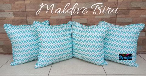 By.Najah.Aef - Sarung Bantal Sofa(Sarung saja) Paket T : 4 sarung bantal maldive biru