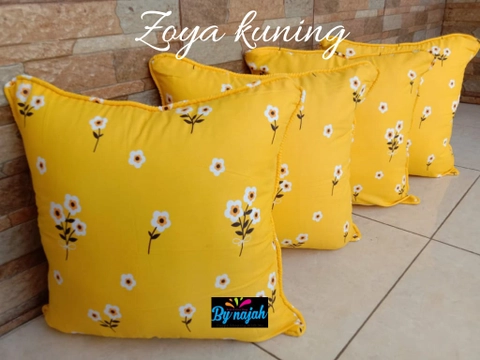 By.Najah.Aef - Sarung Bantal Sofa(Sarung saja) Paket W : 4 sarung bantal Zoya kuning