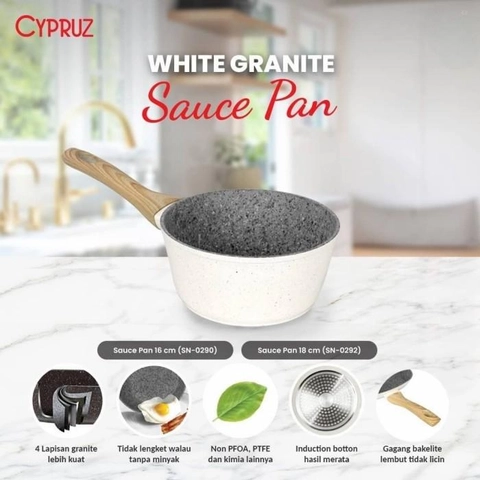Cypruz Official Surabaya - Cypruz White Granite Series Sauce Pan SN 0290