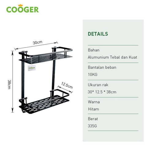 COOGER Double Rectangle Toilet Shelf