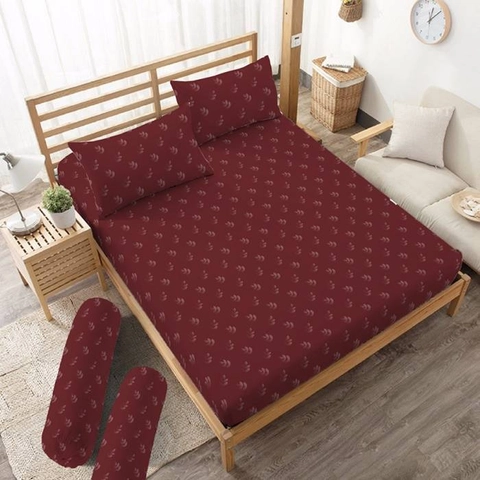 Kintakun - Sprei Queen 160 Embos Maroon Kintakun Dluxe Microfiber (5in1) 20 cm
