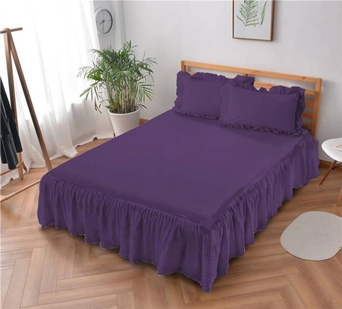 Kintakun - Sprei Rumbai King 180 Embos Royal Violet Kintakun Dluxe Microfiber (5in1) 20 cm