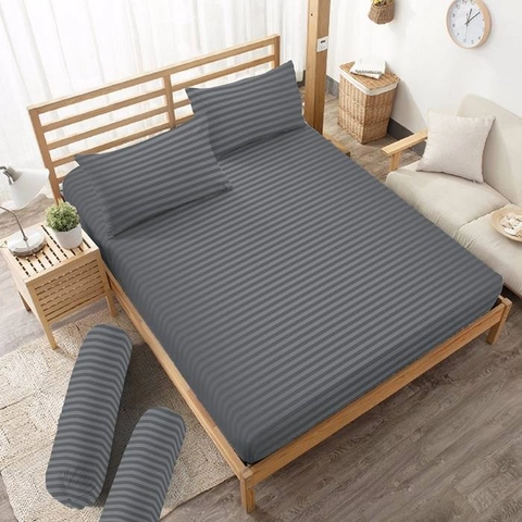 Kintakun - Sprei Queen 160 Embos Cool Gray Dluxe Microfiber (5in1) 20 cm