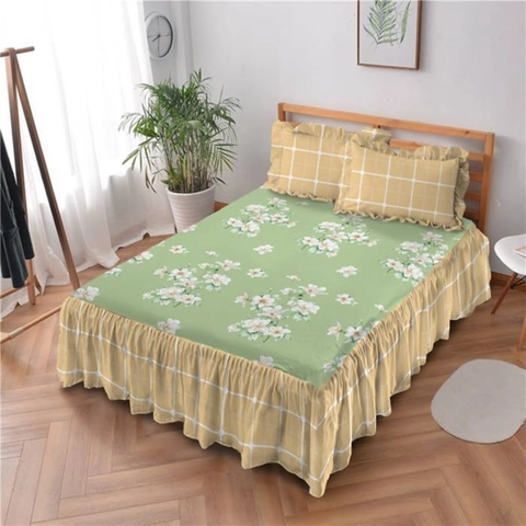 Kintakun - Sprei Rumbai King 180 Kezia Dluxe Microfiber Hijau (5in1) B2 39 cm