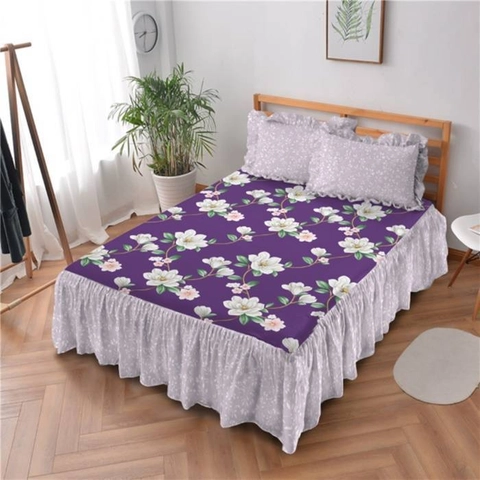 Kintakun - Sprei Rumbai 180 Agnesia Dluxe Microfiber Ungu (5in1) 39 cm