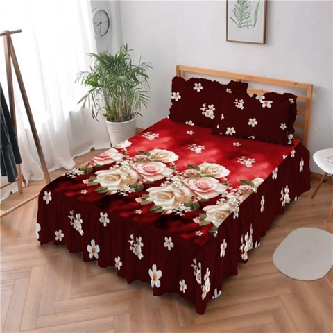 Kintakun - Sprei Rumbai Queen 160 Arnita D'Luxe Microfiber Merah (5in1) 39 cm