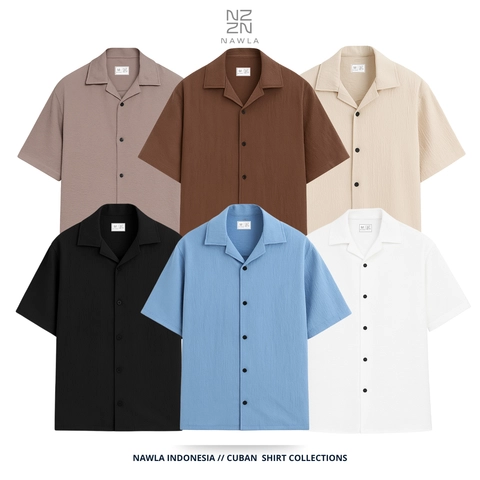 NAWLA - Kemeja Cuban Colar Lengan Pendek
