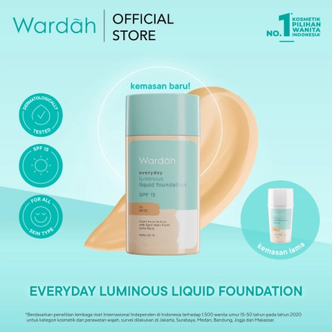 Wardah Jabar - Everyday Luminous Liquid Foundation - Foundation Cair Dengan Hasil Matte Namun Melembabkan