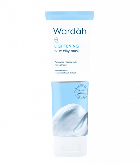 Wardah Jabar - Lightening Blue Clay Mask 50 G - Advanced Niacinamide (Mencerahkan), Kaolin Mineral Clay