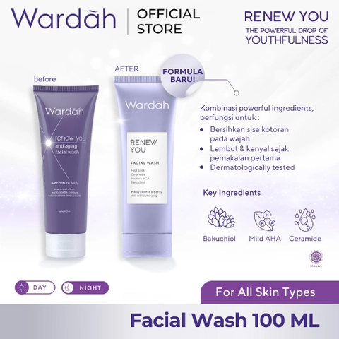 Wardah Jabar - Renew You Facial Wash 100ml - Pembersih Wajah Dengan Natural AHA Dan Non Soap