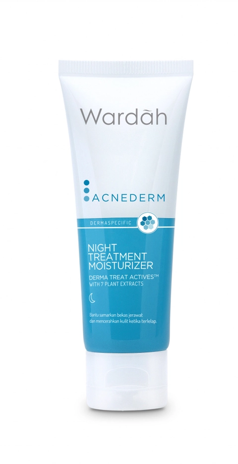 Wardah Jabar - Acnederm Night Treatment Moisturizer 40 Ml - Pelembab Wajah Berjerawat Dengan BHA