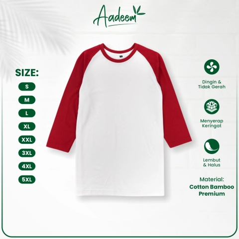 Aadeem - Kaos Raglan Lengan 3/4 Katun Bambu / Raglan Cotton Bamboo Adem Lembut