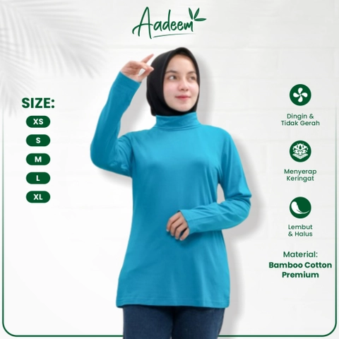 Aadeem - Kaos Turtleneck Wanita Katun Bambu - Baju Wanita Atasan Cotton Bamboo Adem Lembut