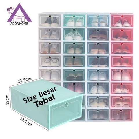 Adda Home - Kotak Sepatu Lipat Transparan Tebal Shoes Storage Box Serbaguna