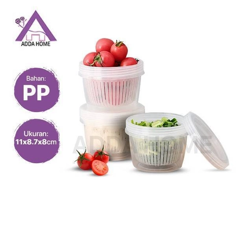 Adda Home - Toples Bulat Transparan 2 Lapis Penyimpanan Bawang Jahe Cabe Serbaguna