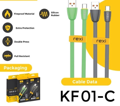 agres cell - Kabel Flat Nanoceramic Type-C 3A Quick Charge KF01-C rexi
