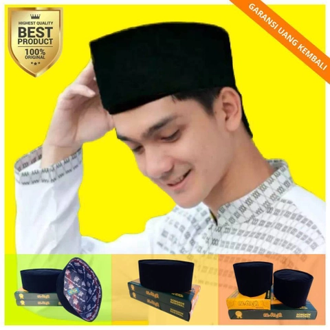 Al Akrom Group - Peci Hitam Polos Tinggi 9 cm