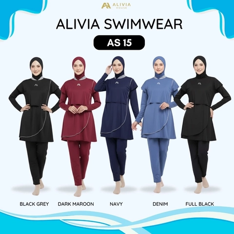 Alivia House - Alivia Swimwear AS15 Baju Renang Muslimah Syari Dewasa Wanita Muslim Perempuan Remaja Swimwear Hijab