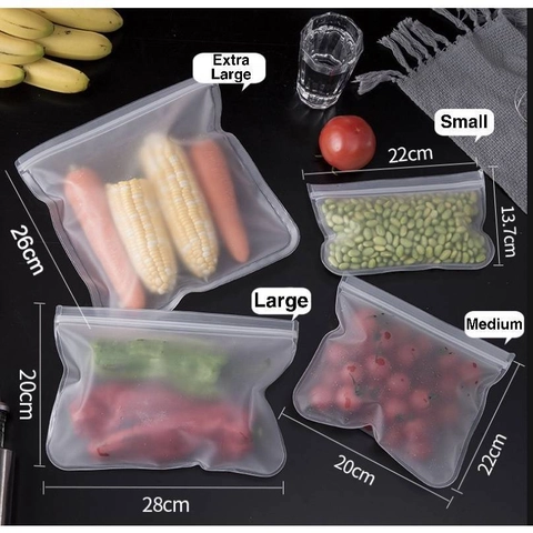 Alat Serbaguna - Plastik Kulkas Penyimpanan Ziplock Buram Plastik Reusable Medium