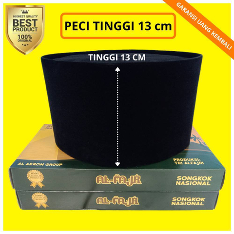 Al Akrom Group - Peci Hitam Polos Tinggi 13 Cm