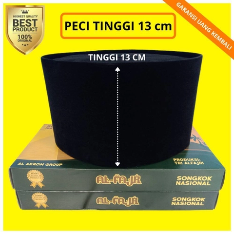 Al Akrom Group - Peci Hitam Polos Tinggi 13 Cm