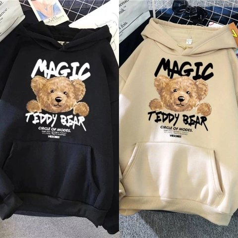 ALUS - Sweater Hoodie Wanita Magic Teddy Bear Bahan Fleece