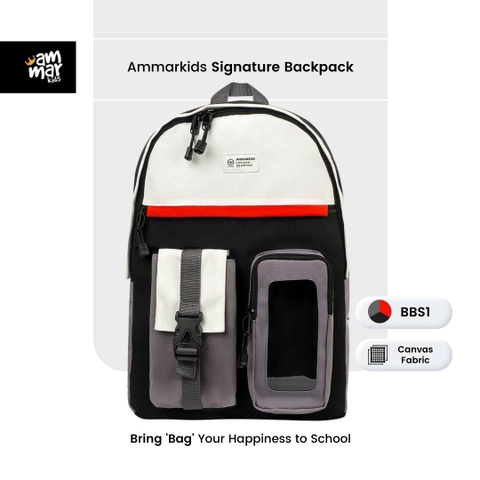 Ammar Kids - Signature Backpack White Navy BBS1