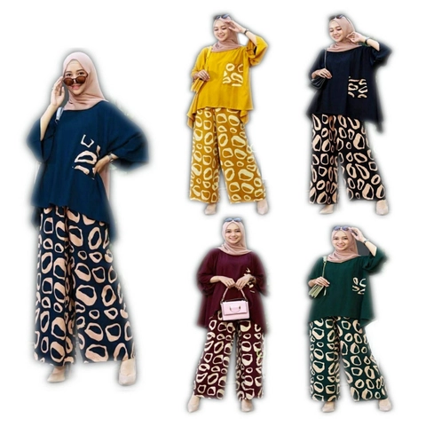 Amha Collection - ONE SET PAJAMAS WANITA MOTIF WAKA