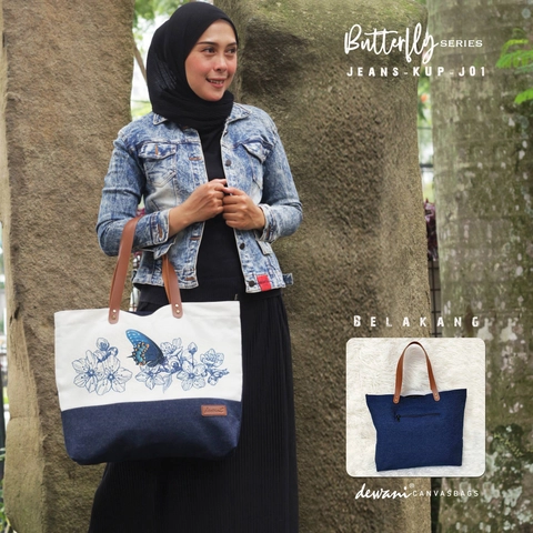 Dewani - Totebag Jeans KUP J01 Tas Wanita Seri Kupu