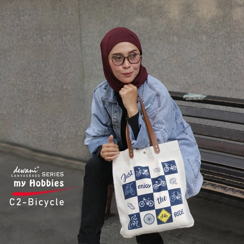 Dewani - Totebag Canvas CT02 Tas Seri Hobby Bersepeda